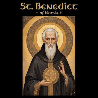 St Benedict Roman Catholic Icon Vintage T-Shirt