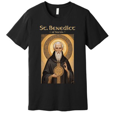 St Benedict Roman Catholic Icon Vintage Premium T-Shirt