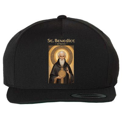 St Benedict Roman Catholic Icon Vintage Wool Snapback Cap