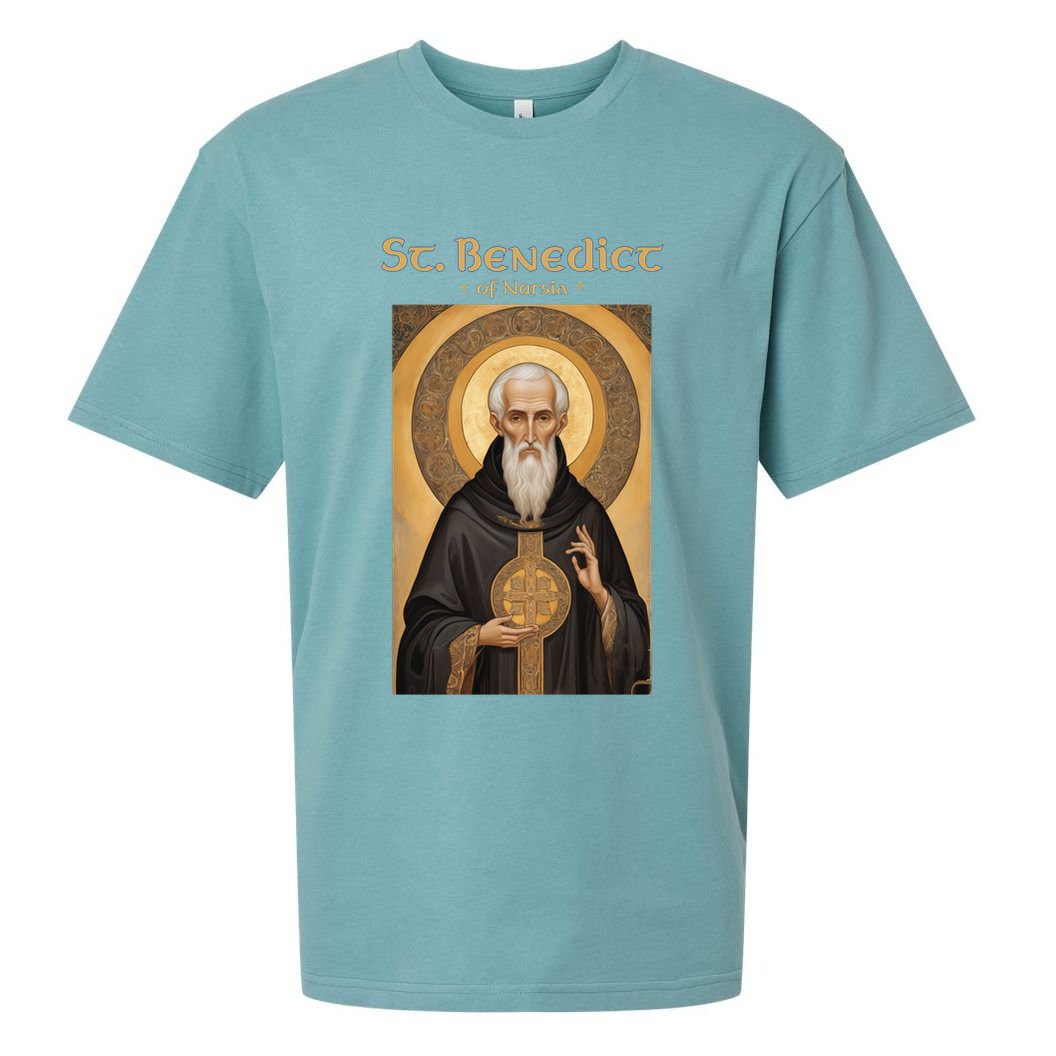 St Benedict Roman Catholic Icon Vintage Sueded Cloud Jersey T-Shirt