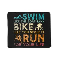 Swim Bike Run Funny Triathlon Mousepad