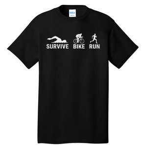 Survive Bike Run Funny Triathlon Design For Triathletes Tall T-Shirt