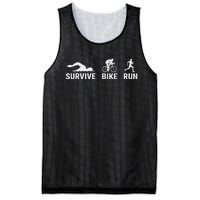 Survive Bike Run Funny Triathlon Design For Triathletes Mesh Reversible Basketball Jersey Tank