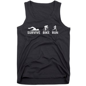 Survive Bike Run Funny Triathlon Design For Triathletes Tank Top