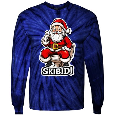 Ski Bidi Riz Zmas Christmas Rizz Santa Claus Funny Xmas Tie-Dye Long Sleeve Shirt