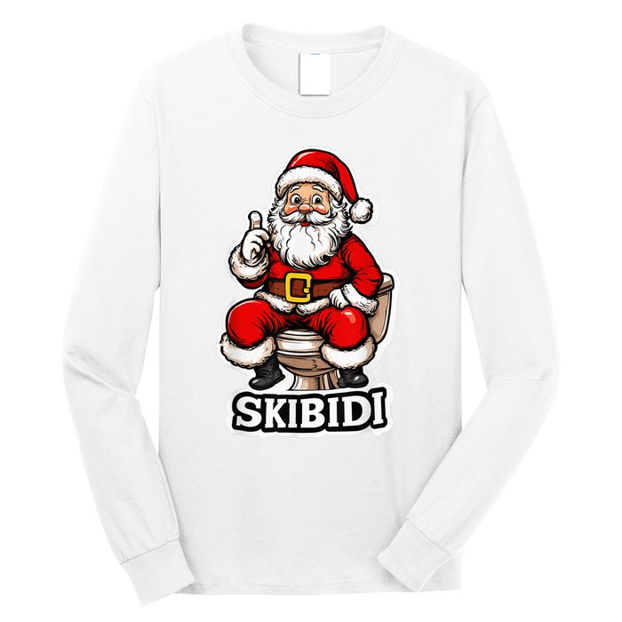 Ski Bidi Riz Zmas Christmas Rizz Santa Claus Funny Xmas Long Sleeve Shirt