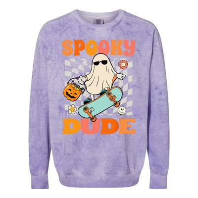 Skateboard Boo Spooky Jack O Lantern Halloween Costumes Colorblast Crewneck Sweatshirt