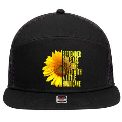 September Birthday Sunflower Funny Quote Gift 7 Panel Mesh Trucker Snapback Hat