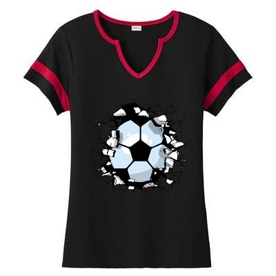 Soccer Ball Smash Ladies Halftime Notch Neck Tee