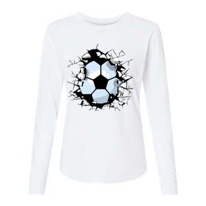 Soccer Ball Smash Womens Cotton Relaxed Long Sleeve T-Shirt