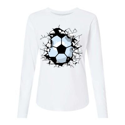 Soccer Ball Smash Womens Cotton Relaxed Long Sleeve T-Shirt