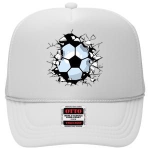 Soccer Ball Smash High Crown Mesh Back Trucker Hat