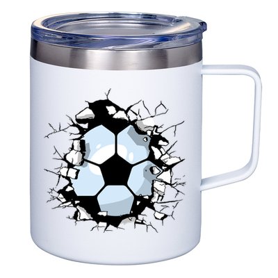 Soccer Ball Smash 12oz Stainless Steel Coffee Mug