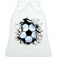 Soccer Ball Smash Ceramic Bell Ornament