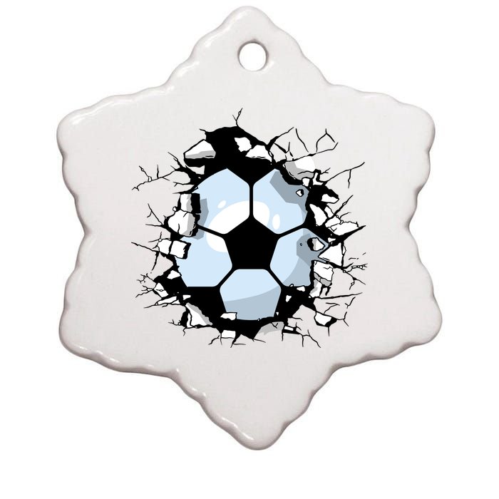 Soccer Ball Smash Ceramic Star Ornament