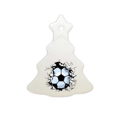 Soccer Ball Smash Ceramic Tree Ornament