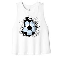 Soccer Ball Smash Women's Racerback Cropped Tank