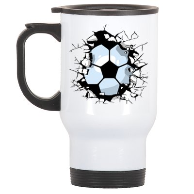 Soccer Ball Smash Stainless Steel Travel Mug