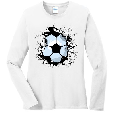 Soccer Ball Smash Ladies Long Sleeve Shirt