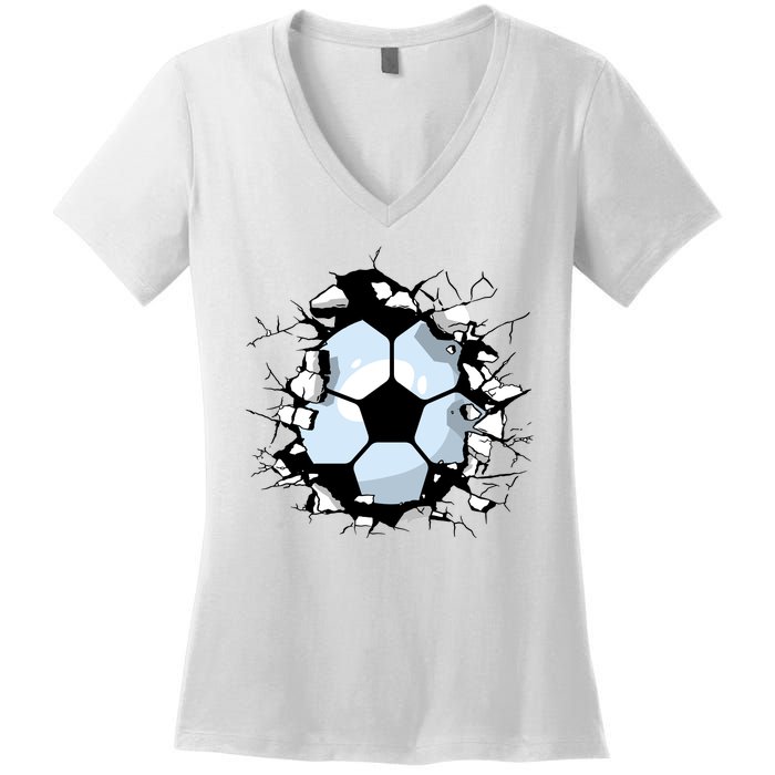 Soccer Ball Smash Women's V-Neck T-Shirt