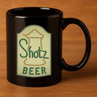 Shotz Beer 11oz C Handle Ceramic Mug