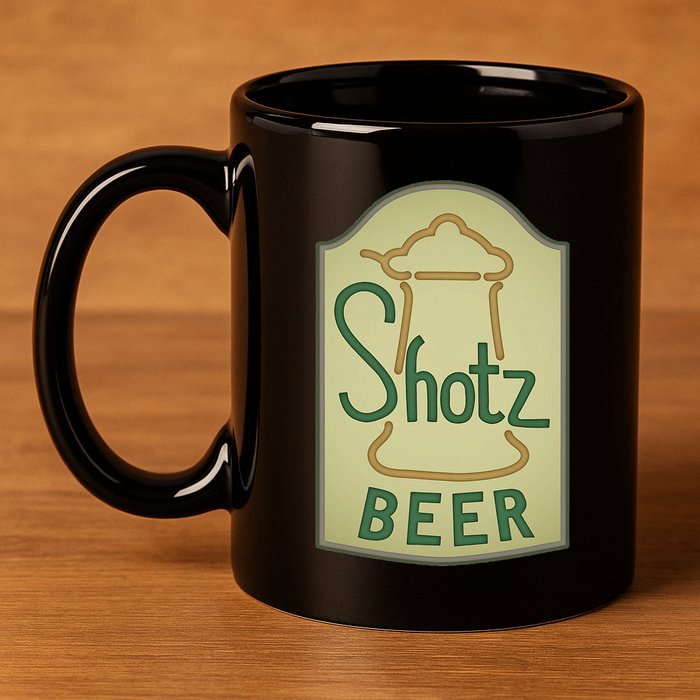 Shotz Beer 11oz C Handle Ceramic Mug