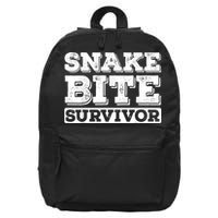 Snake Bite Survivor Venomous Cottonmouth Timber Rattlesnake 16 in Basic Backpack