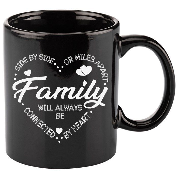 Side by Side or Miles Apart Family Heart Family 11oz C Handle Ceramic Mug