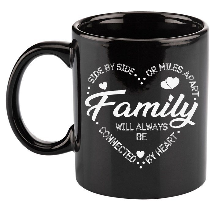 Side by Side or Miles Apart Family Heart Family 11oz C Handle Ceramic Mug