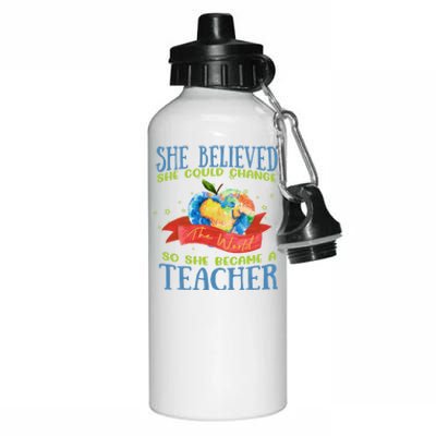 She Believed She Could Change The World So She Did Teacher Gift Aluminum Water Bottle