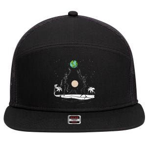 Summer Beach Skeletons Volleyball Earth Space Cosmos Indie 7 Panel Mesh Trucker Snapback Hat