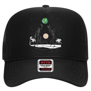 Summer Beach Skeletons Volleyball Earth Space Cosmos Indie High Crown Mesh Back Trucker Hat