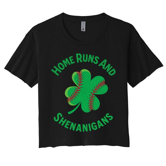 Shamrock Baseball St PaddyS Day Fun Design Gift Women's Crop Top Tee
