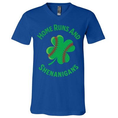 Shamrock Baseball St PaddyS Day Fun Design Gift V-Neck T-Shirt