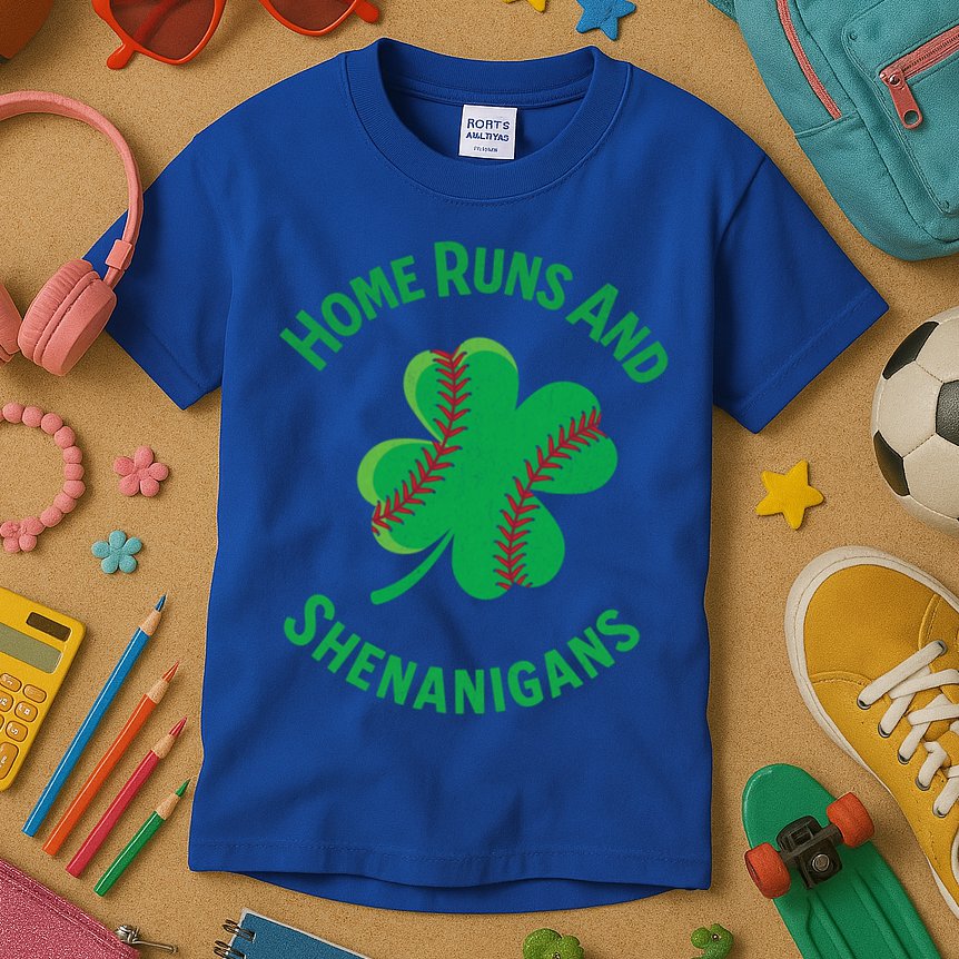 Shamrock Baseball St PaddyS Day Fun Design Gift Kids T-Shirt