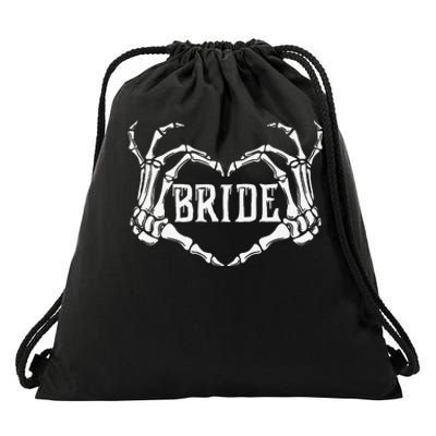 Spooky Bride Skeleton Hands Halloween Engagement Wedding Drawstring Bag