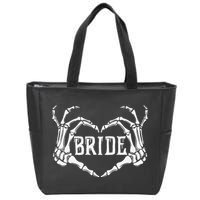 Spooky Bride Skeleton Hands Halloween Engagement Wedding Zip Tote Bag