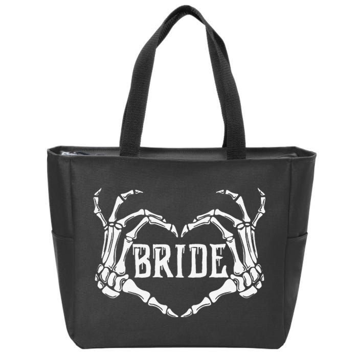 Spooky Bride Skeleton Hands Halloween Engagement Wedding Zip Tote Bag