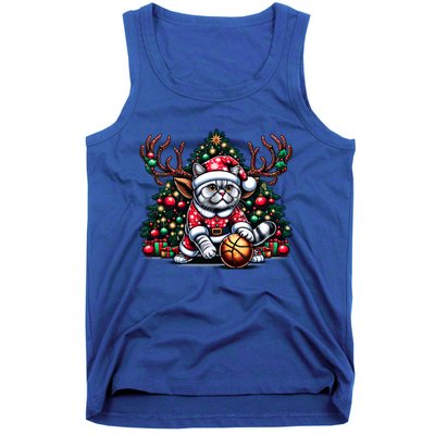 Santa British Shorthair Cat Play Basketball Christmas Funny Gift Tank Top