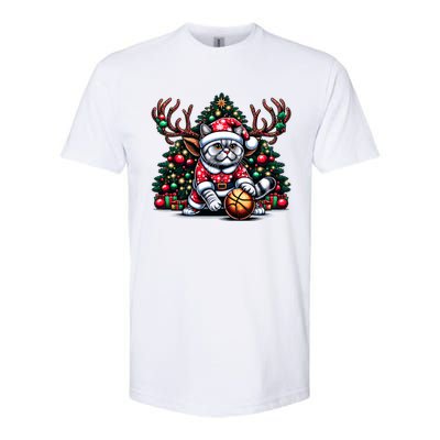 Santa British Shorthair Cat Play Basketball Christmas Funny Gift Softstyle® CVC T-Shirt