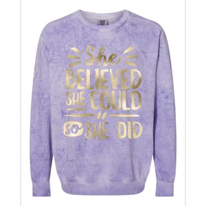 She Believed She Could So She Did Doodle Glam Great Gift Colorblast Crewneck Sweatshirt