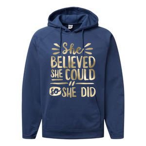 She Believed She Could So She Did Doodle Glam Great Gift Performance Fleece Hoodie