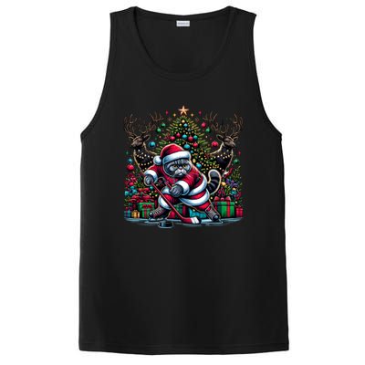 Santa British Shorthair Cat Playing Hockey Cool Gift PosiCharge Competitor Tank