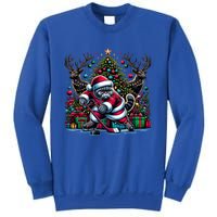 Santa British Shorthair Cat Playing Hockey Gift Sweatshirt