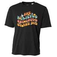 She Believed She Could So She Did Groovy Graduation Cooling Performance Crew T-Shirt