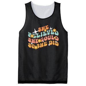 She Believed She Could So She Did Groovy Graduation Mesh Reversible Basketball Jersey Tank