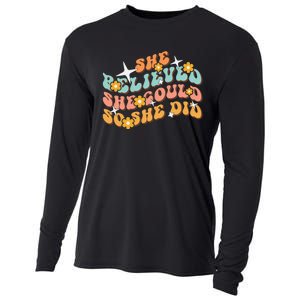 She Believed She Could So She Did Groovy Graduation Cooling Performance Long Sleeve Crew