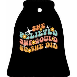 She Believed She Could So She Did Groovy Graduation Ceramic Bell Ornament