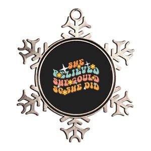 She Believed She Could So She Did Groovy Graduation Metallic Star Ornament