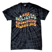 She Believed She Could So She Did Groovy Graduation Tie-Dye T-Shirt